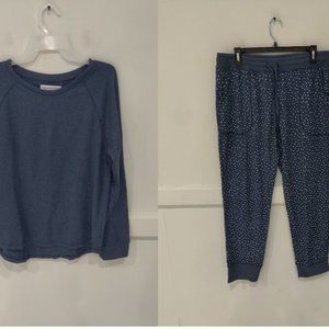 NWoT Live Love Lounge Women's 2 Piece Pajama Lounge Set Blue Size M $75 FFF041